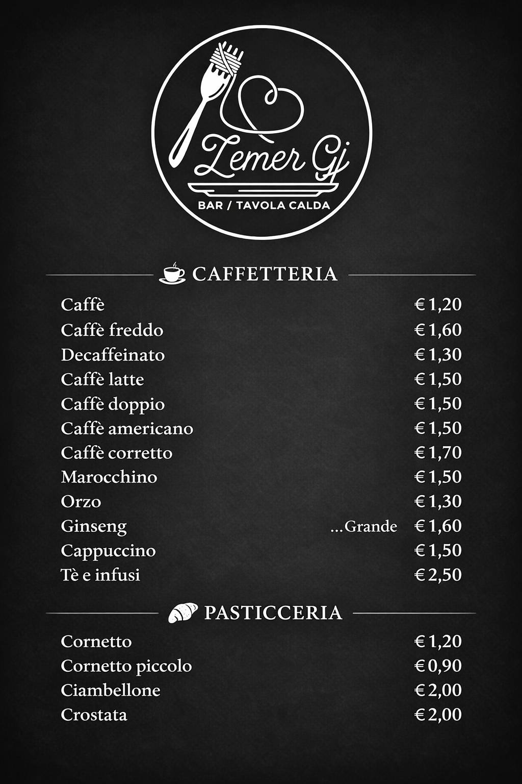 Bar Zemer меню