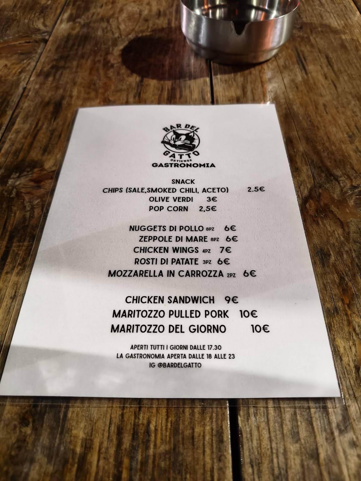 Bar del Gatto меню