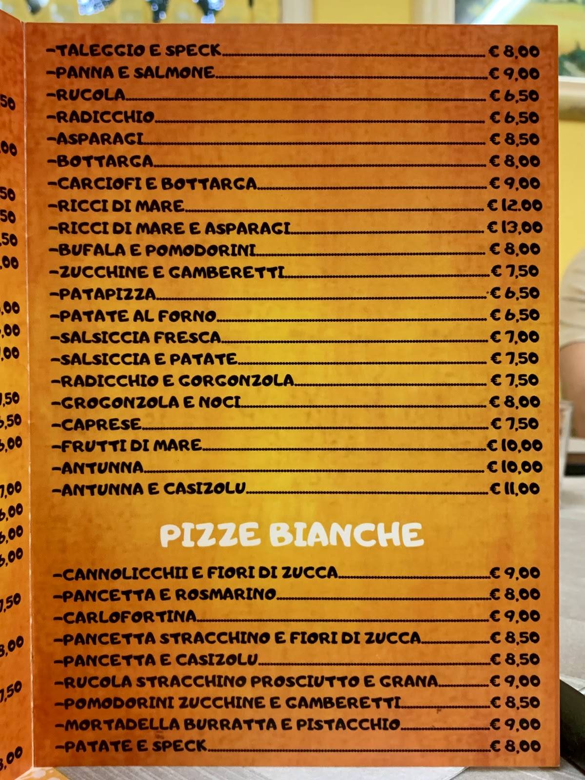 Bar pizzeria Cozzi меню