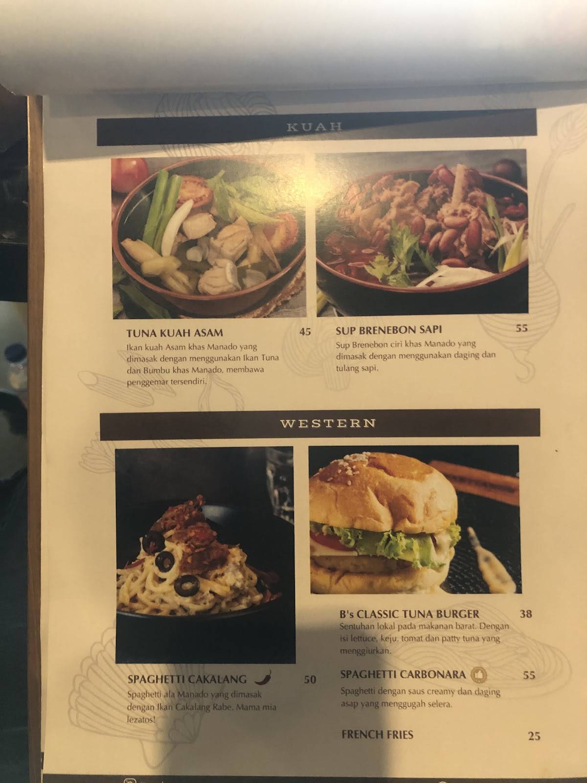 Bastianos Manado Cuisine Restaurant меню