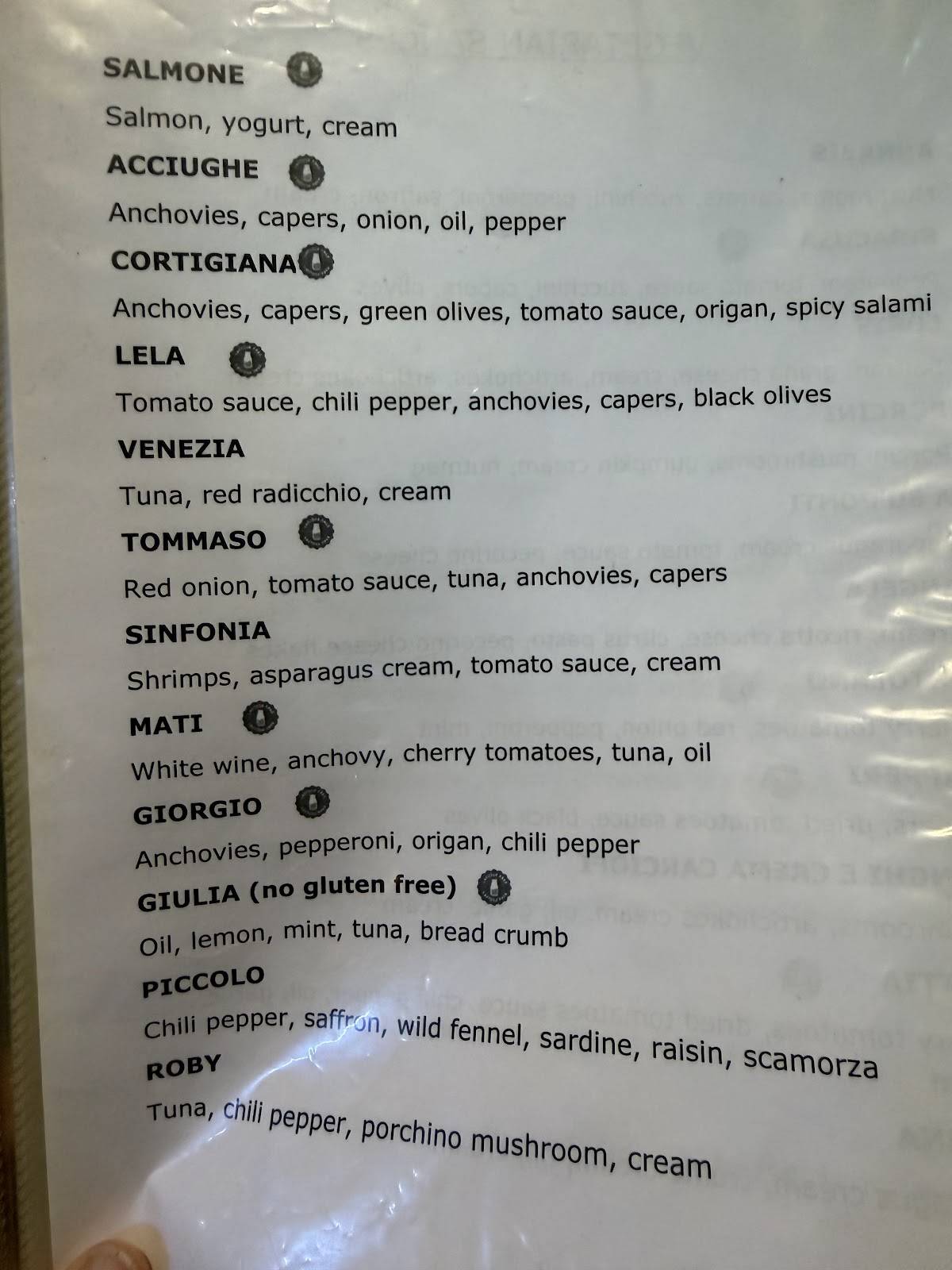 Bigoleria Alla Rocca меню