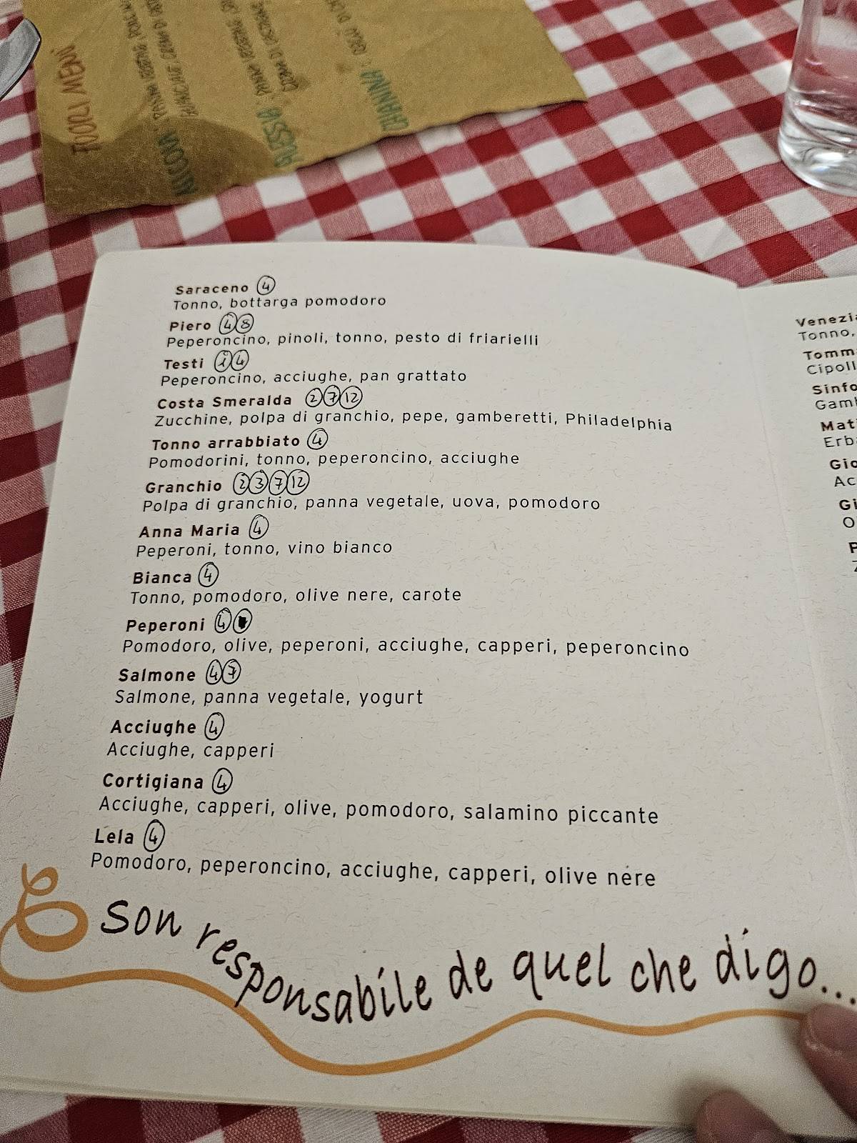 Bigoleria Alla Rocca меню