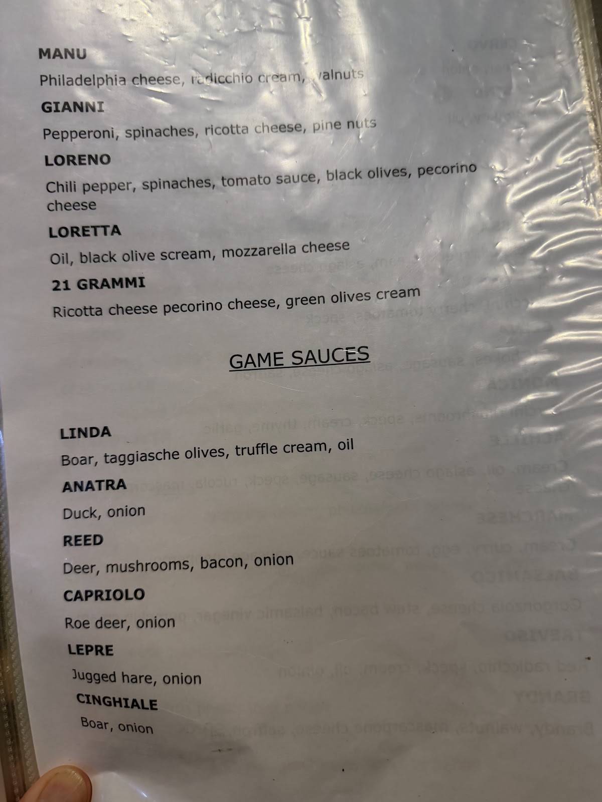 Bigoleria Alla Rocca меню