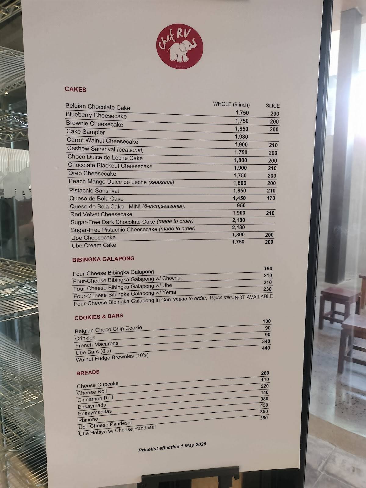 Chef RV Cafe меню