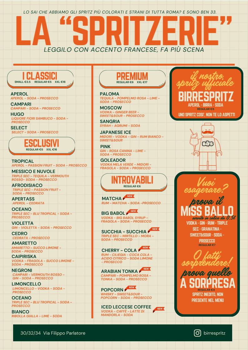 BirrEspritz - Aperitivo Apericena Roma Centocelle меню