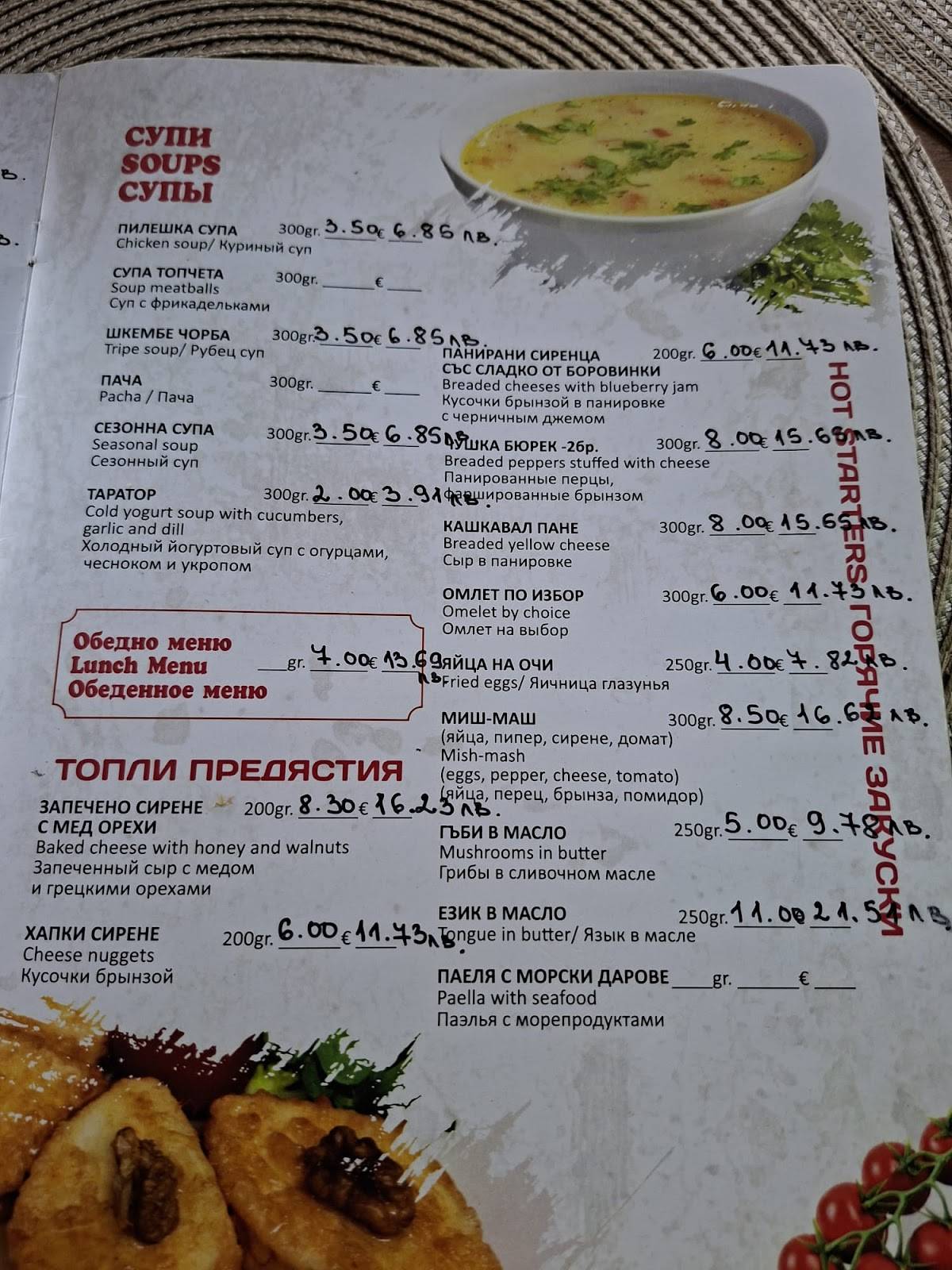 Bistro Vodopada меню