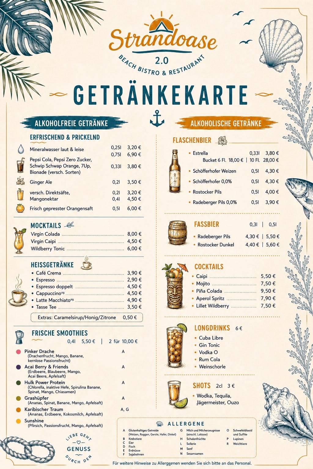 Bistro strandoase меню