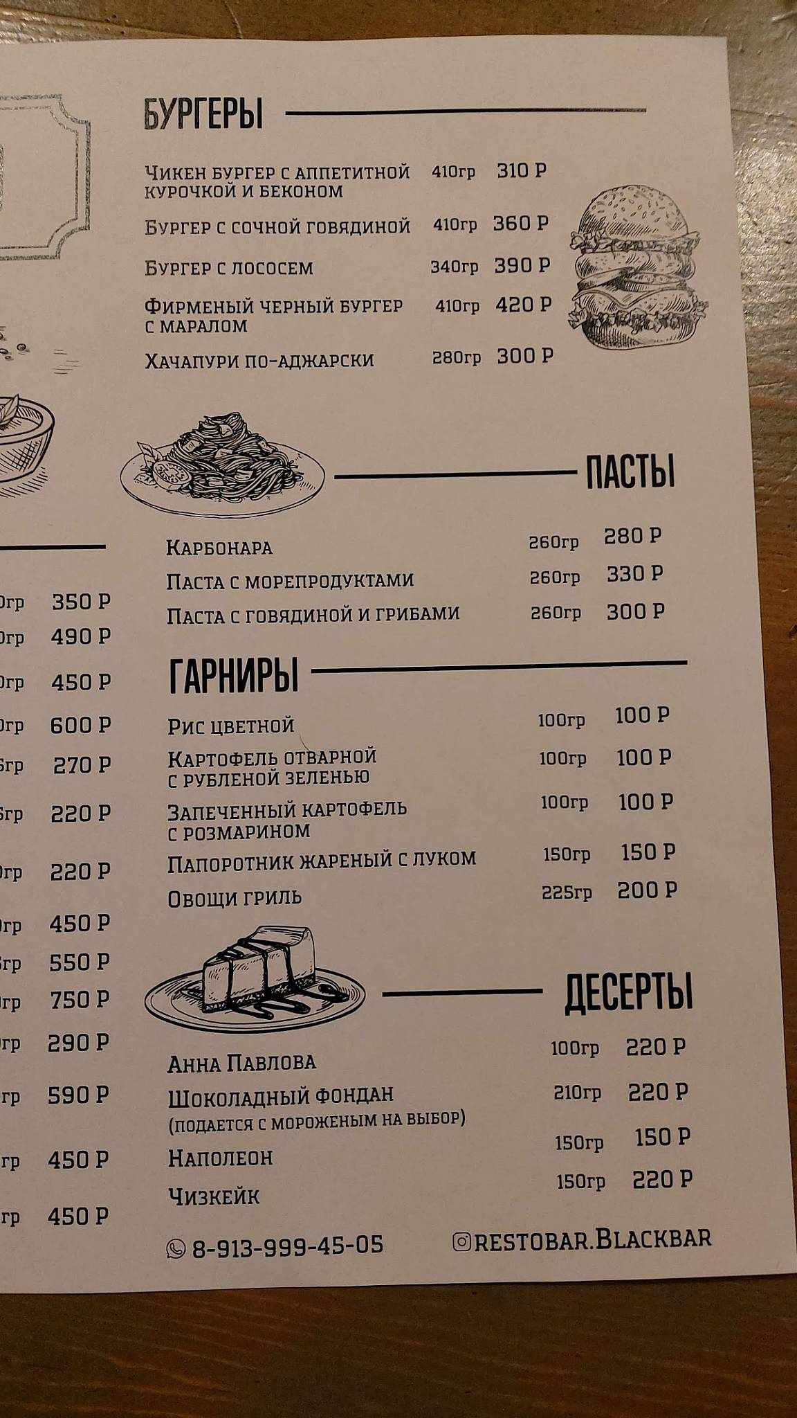 Блэк меню