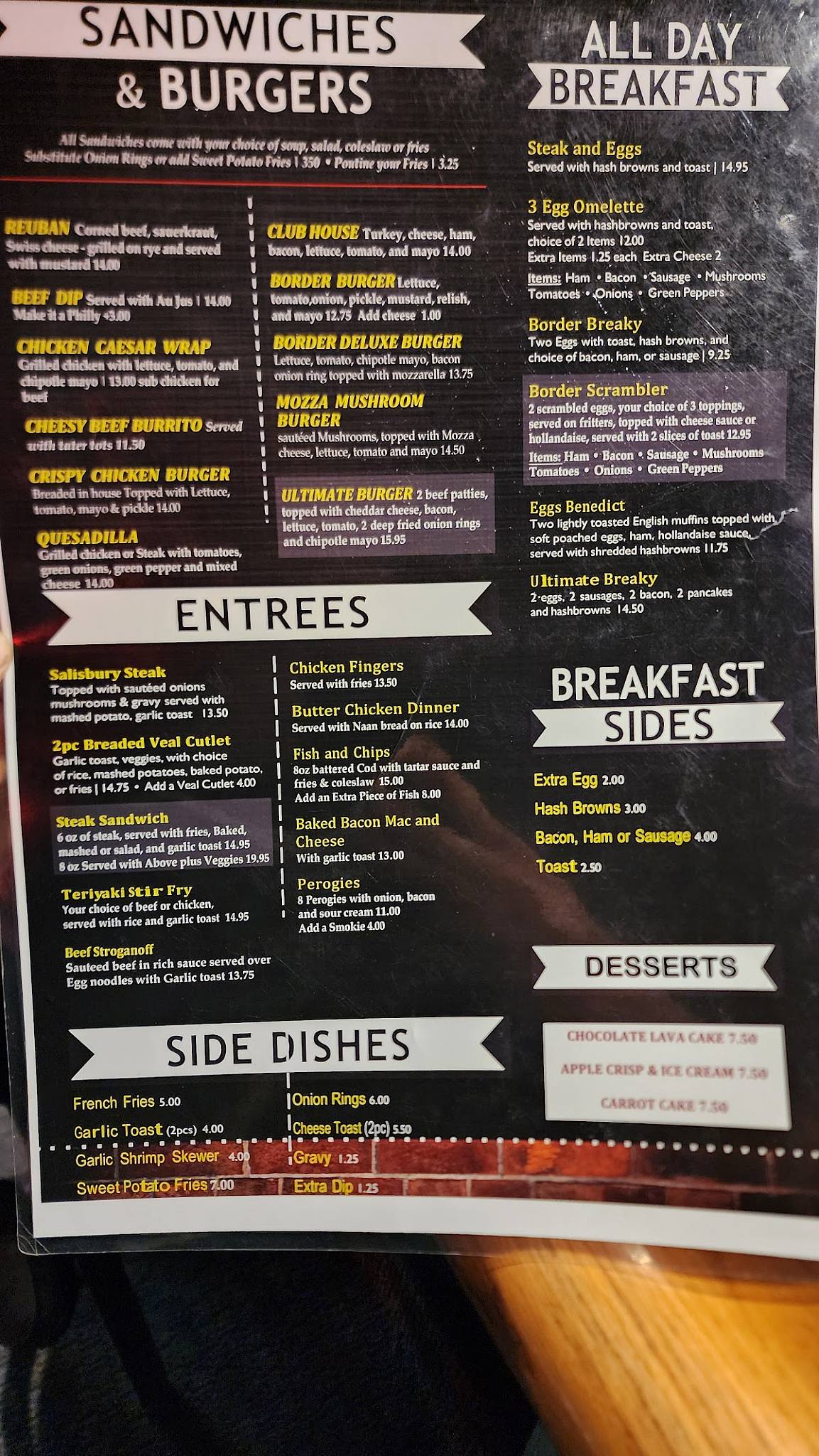 Border Crossing Pub меню