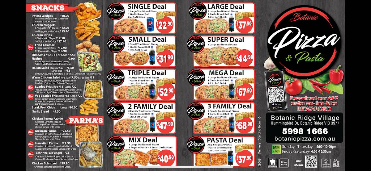 Botanic Pizza and Pasta меню
