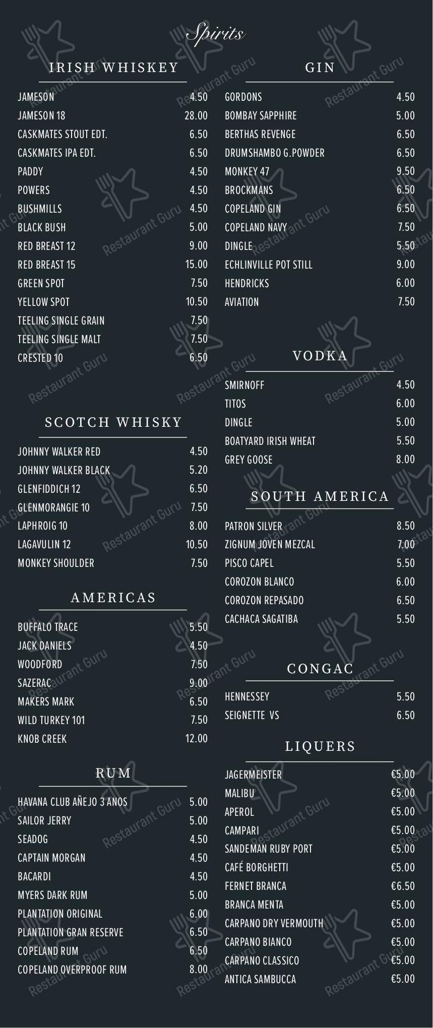 Bree’s bar в Страндхилле - Меню