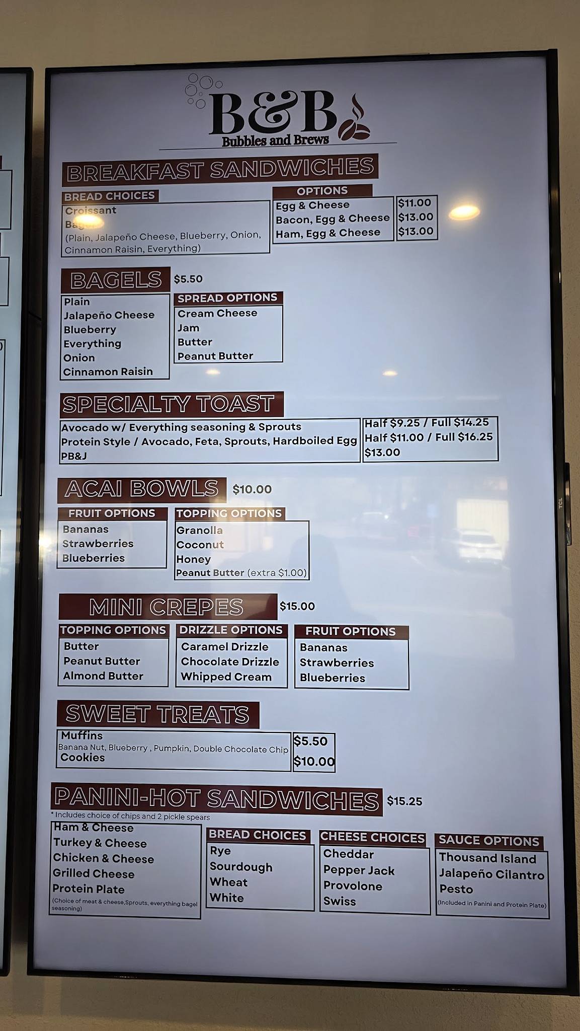 Bubbles & Brews Cafe меню
