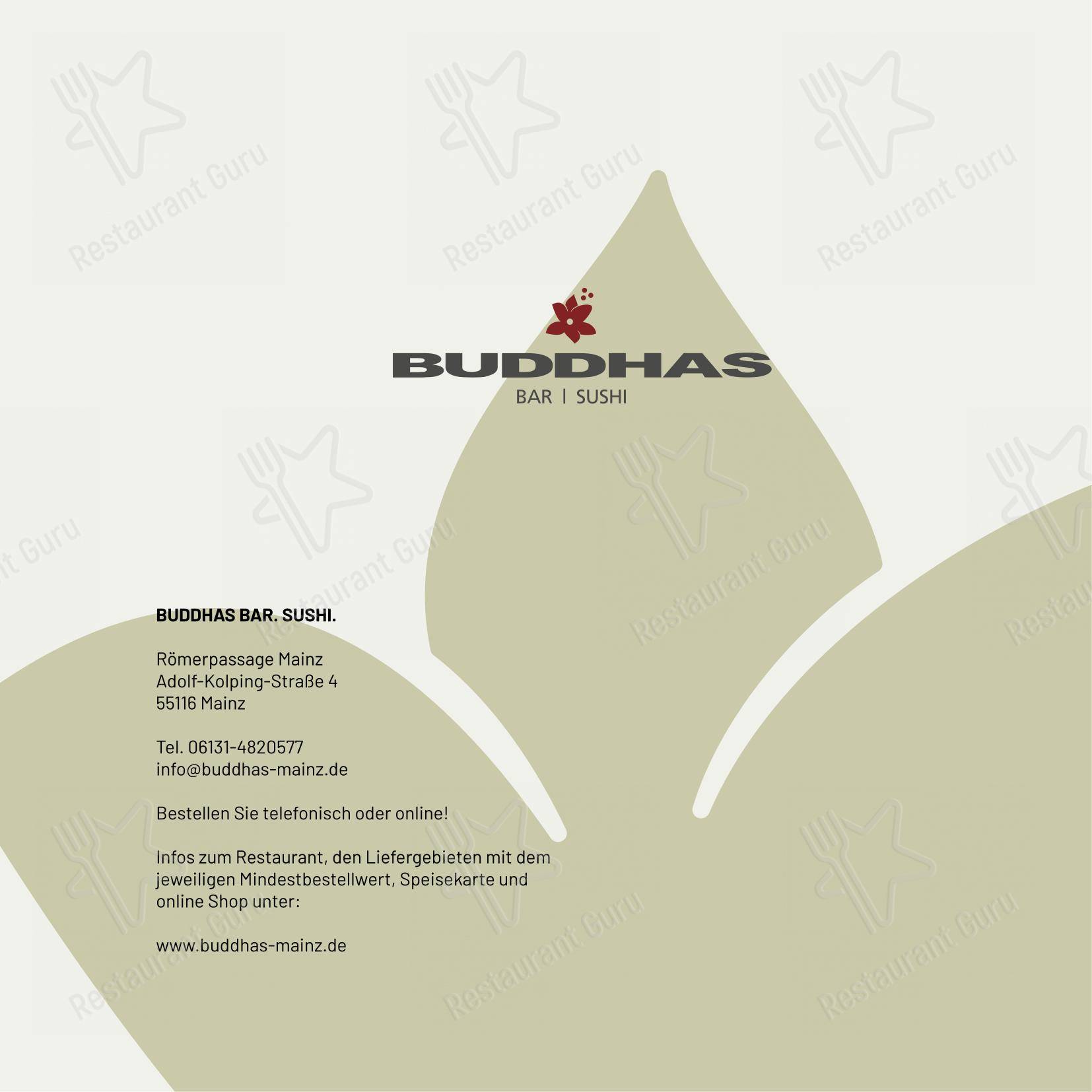 Меню ресторана Buddhas MAINZ в Майнце