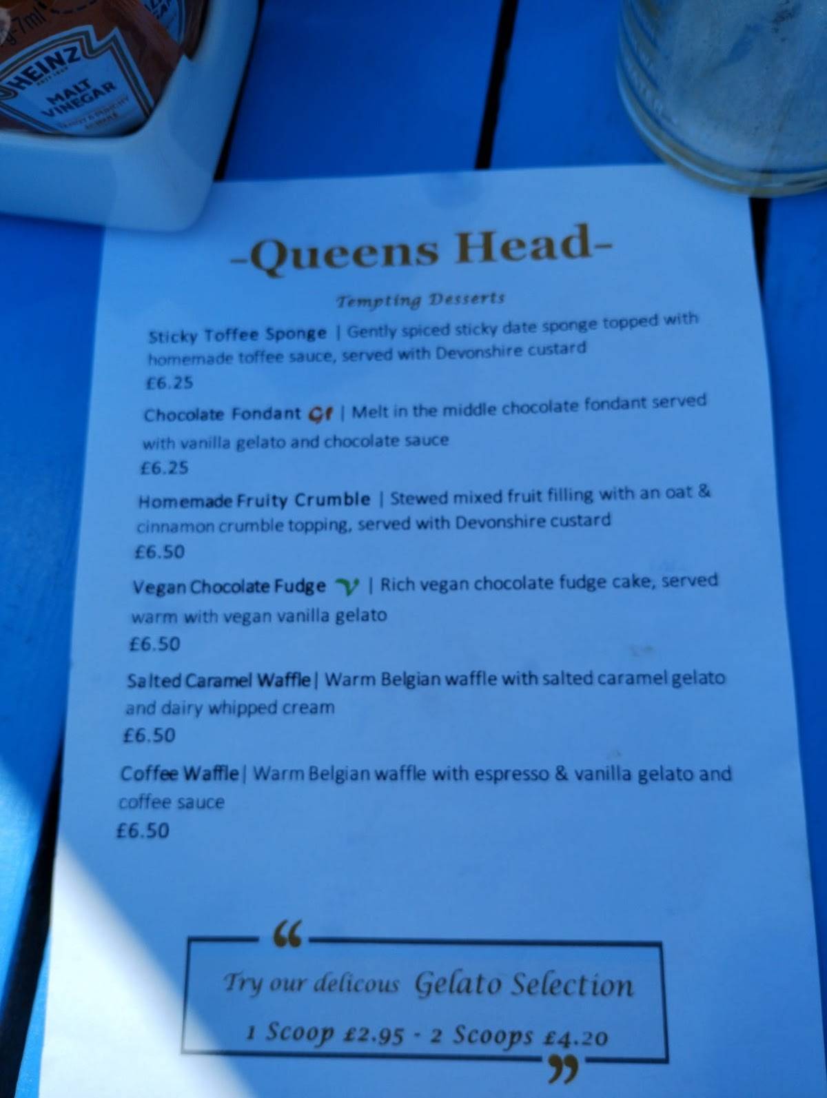 The Queens Head меню