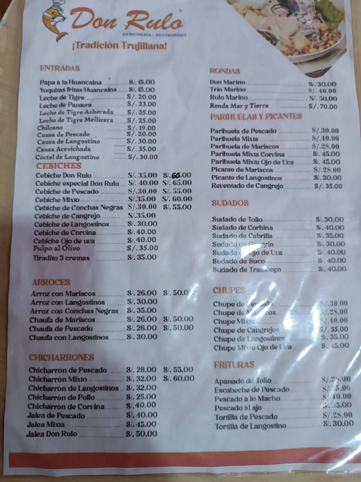 CEBICHERIA - RESTAURANT "DON RULO" меню