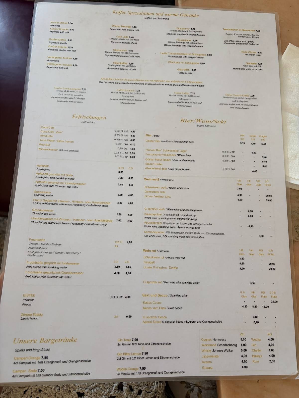 Cafe Restaurant Raimund меню