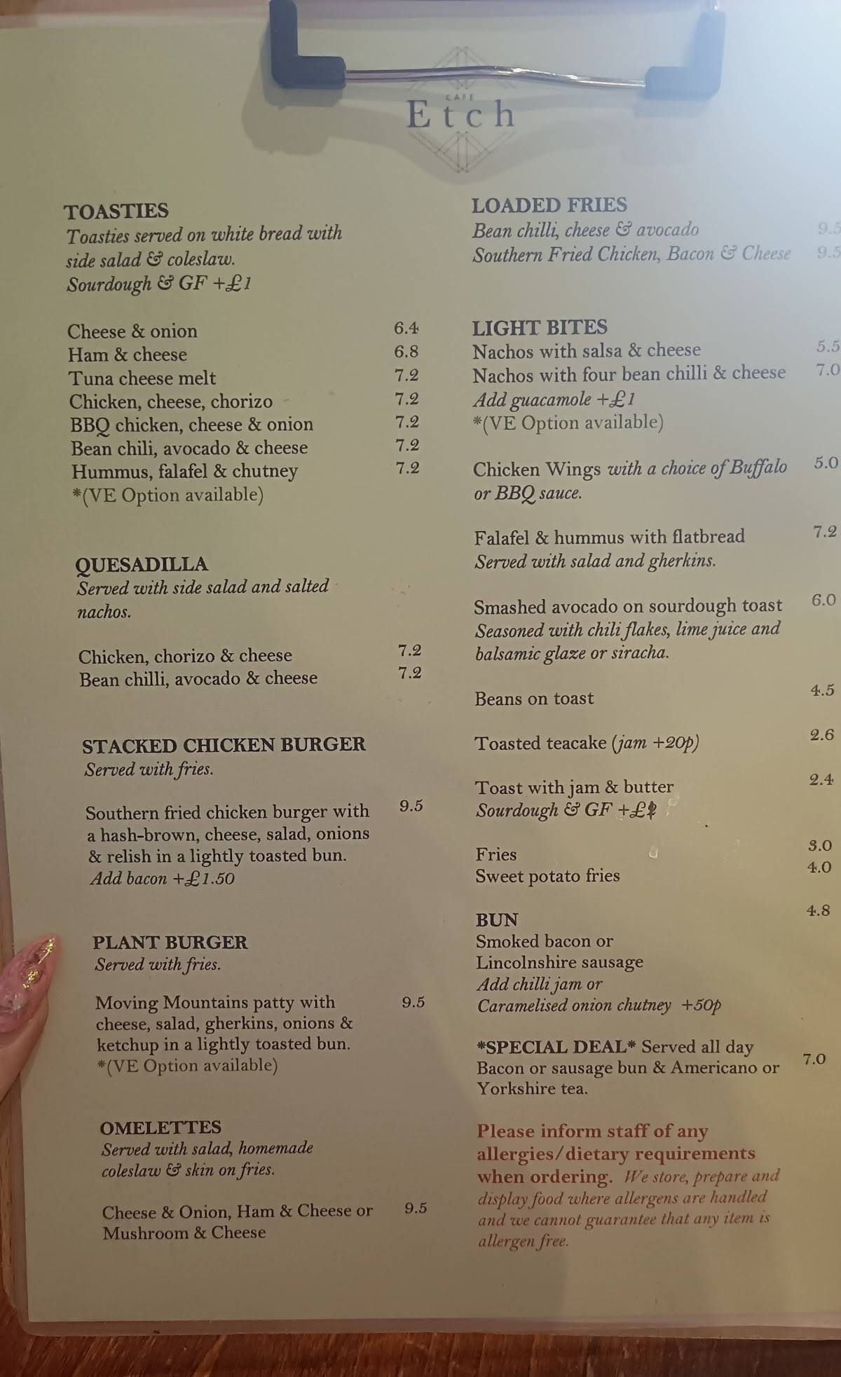 Cafe Etch меню