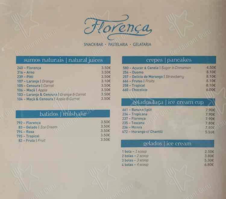 Florença меню