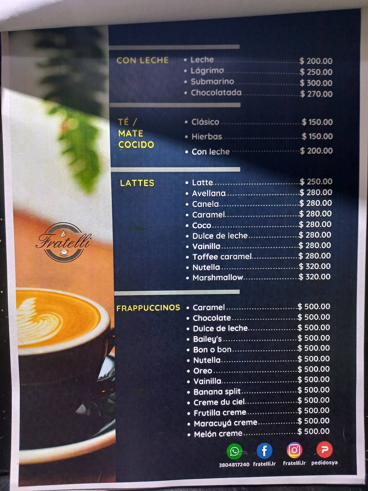 Fratelli Caffe´ меню