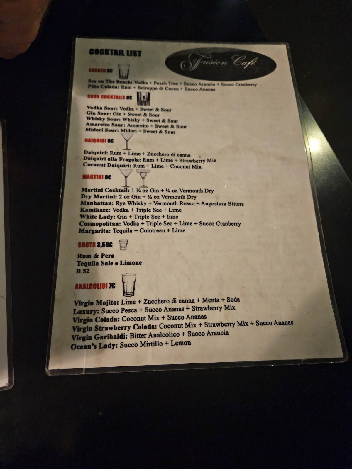 Fusion Café меню