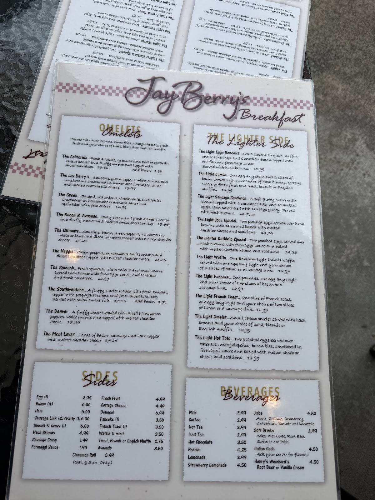 Jay Berry's Cafe меню