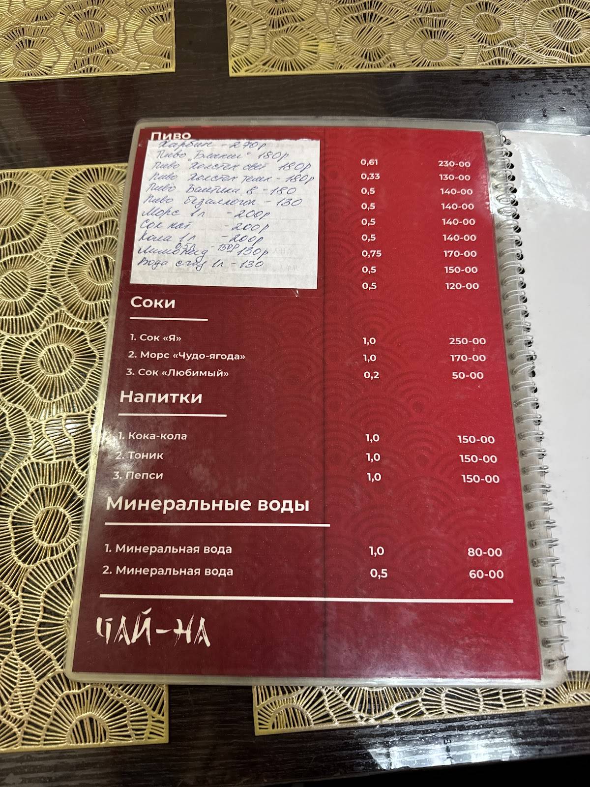 Чайна меню