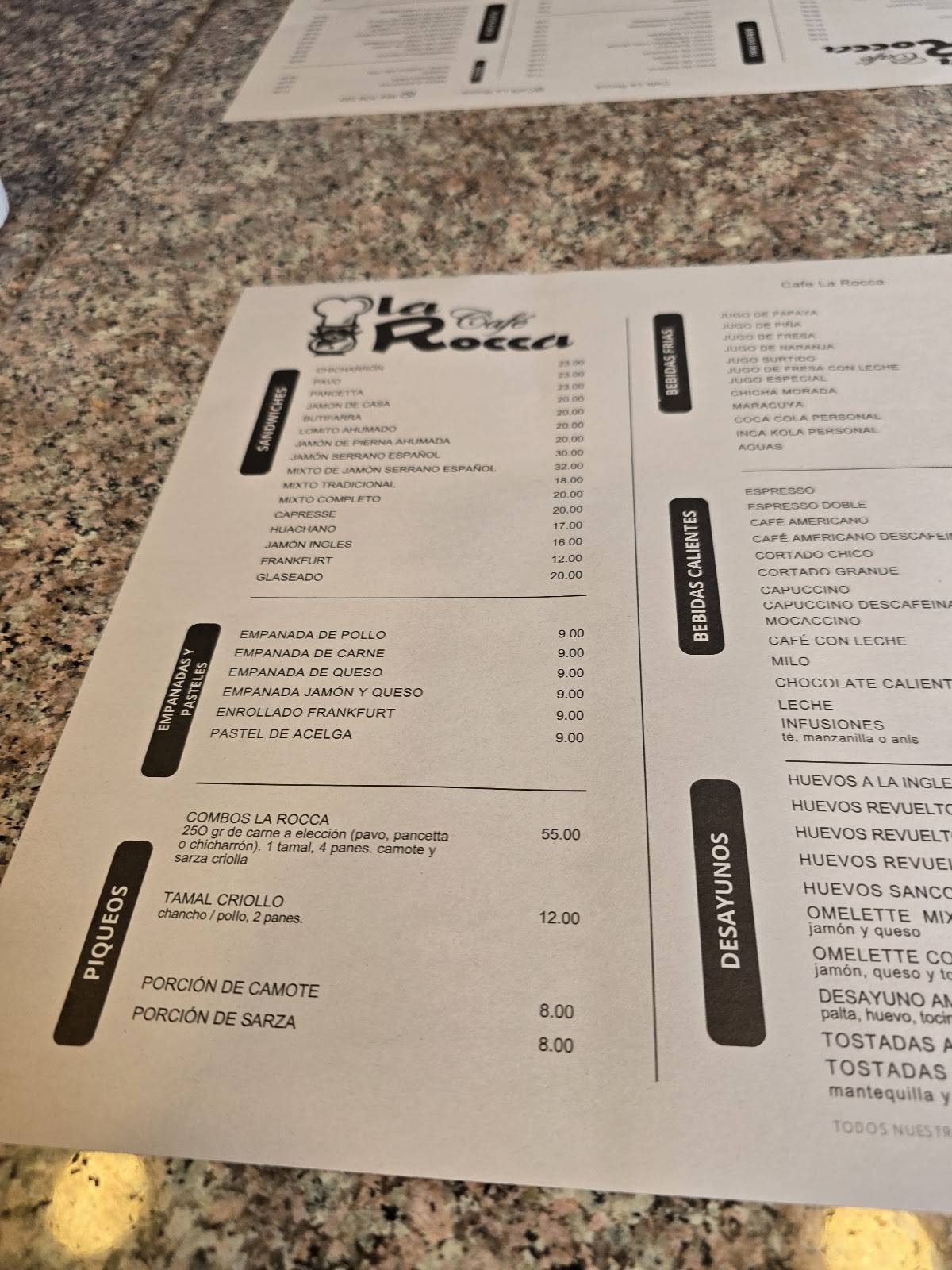 Café La Rocca меню
