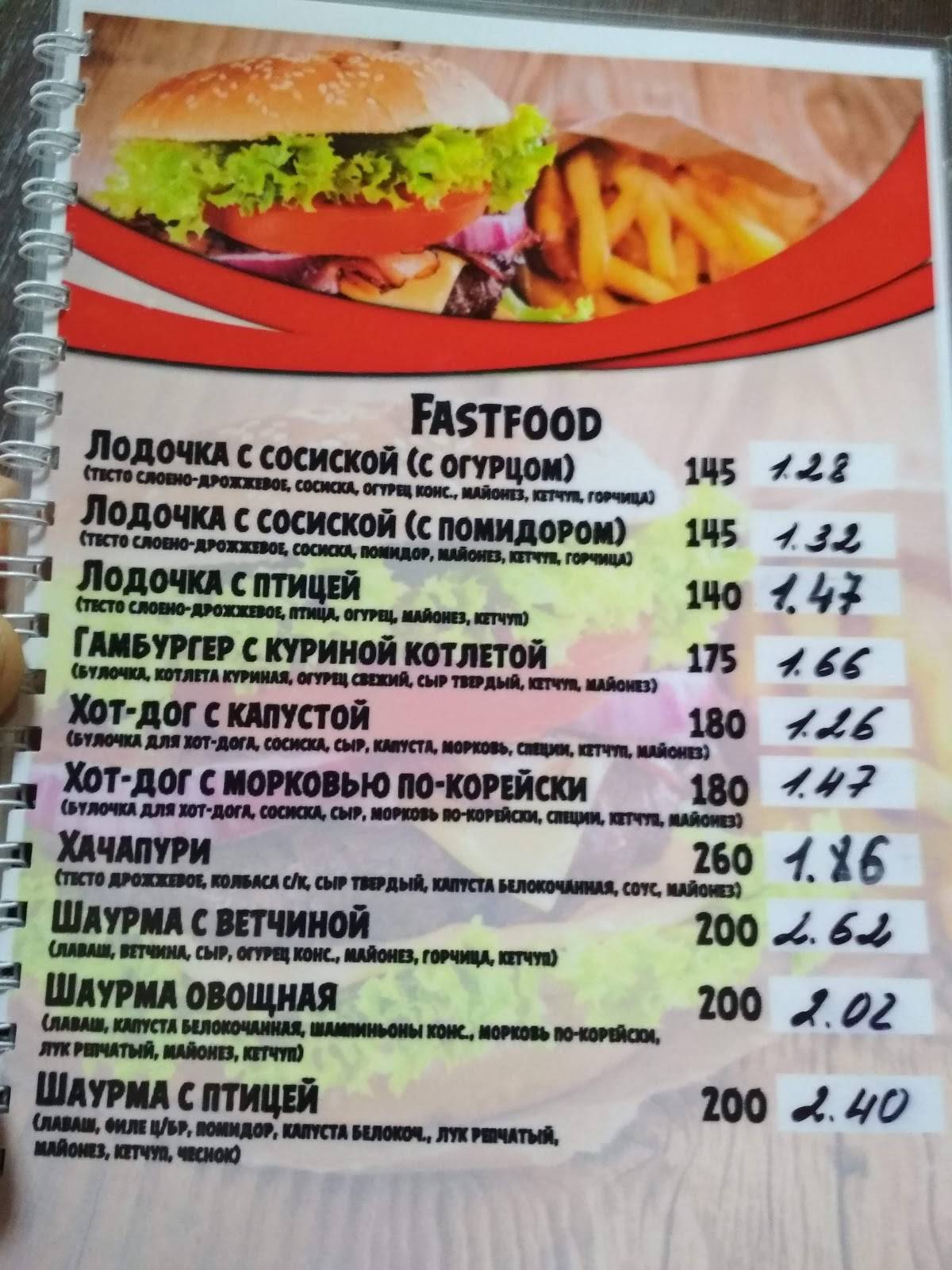 Пиццерия меню
