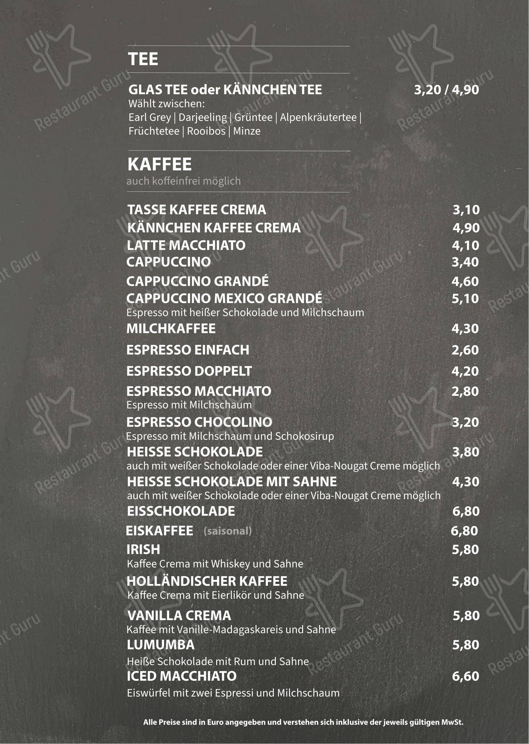 Меню паба и бара Cafe RHEM - Меню