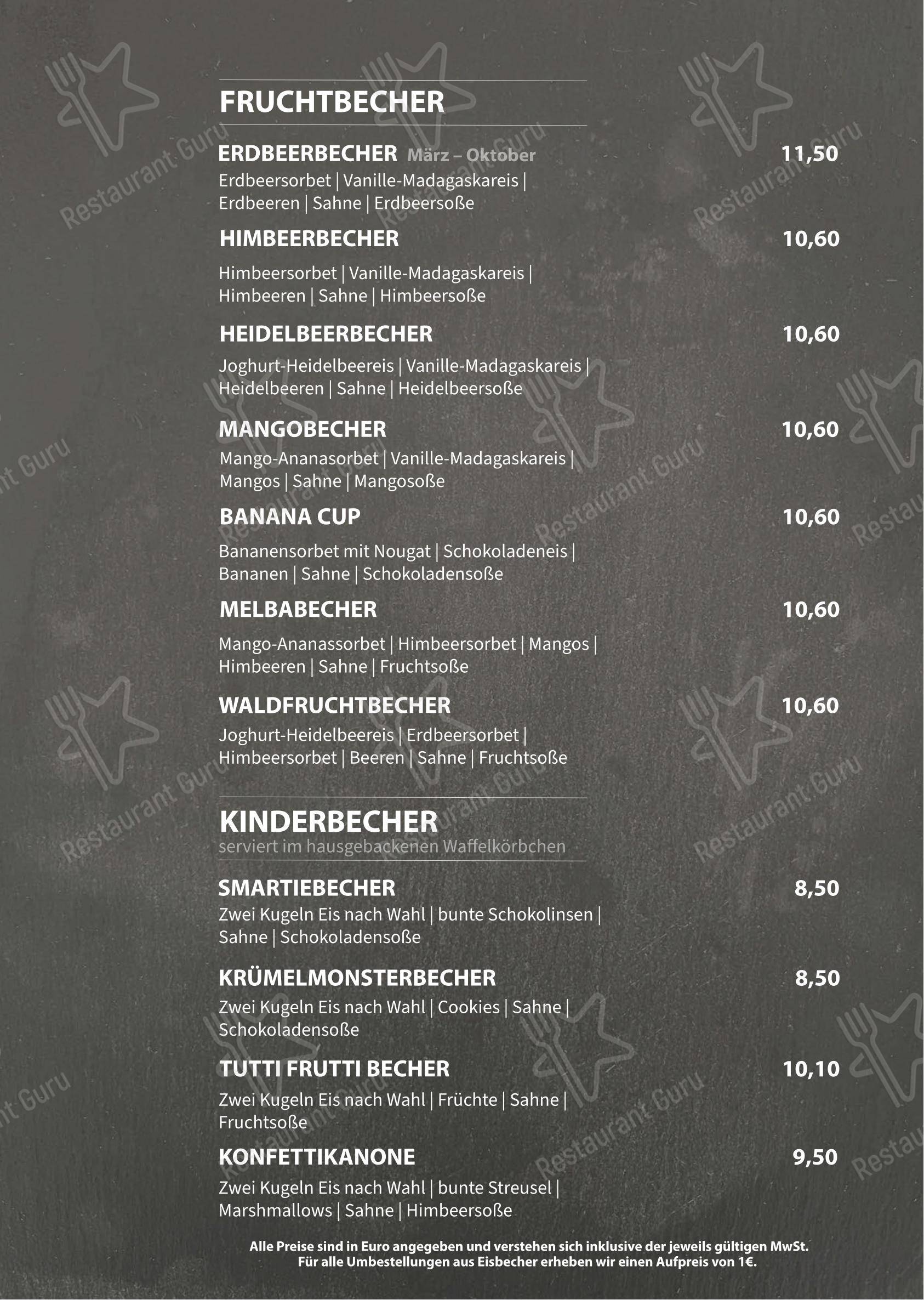 Меню паба и бара Cafe RHEM