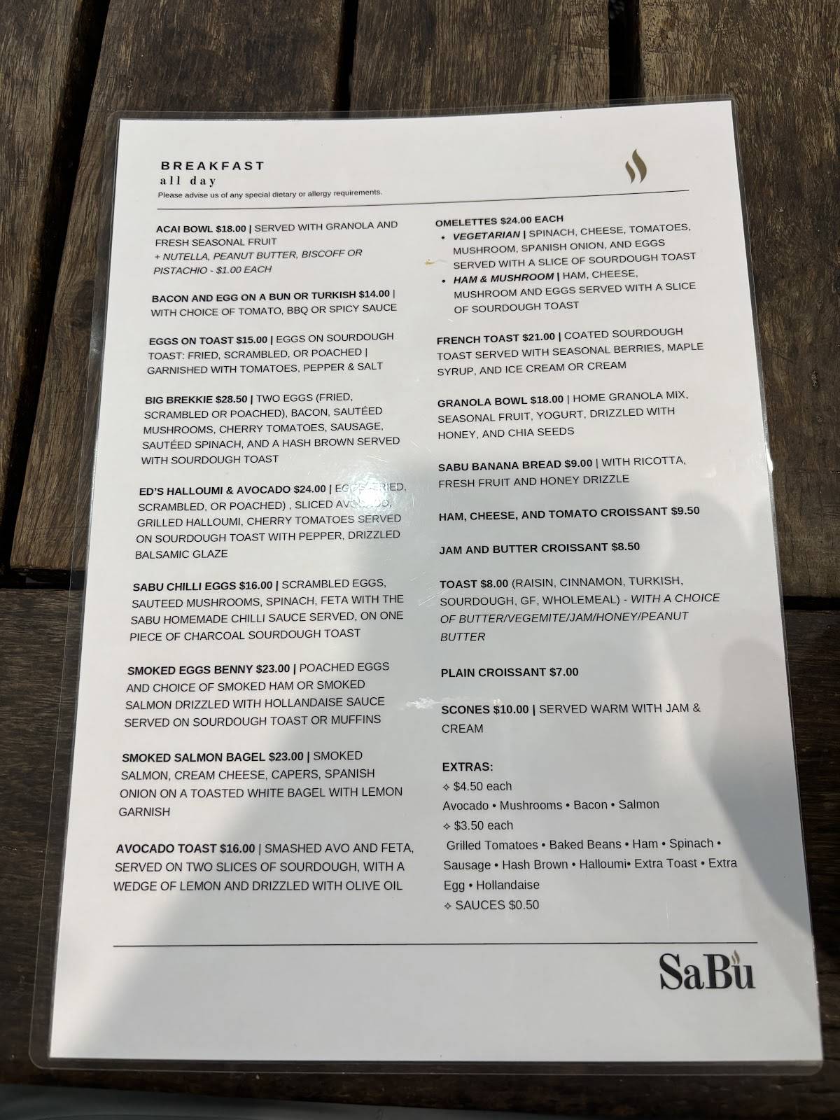 Cafè SaBu меню