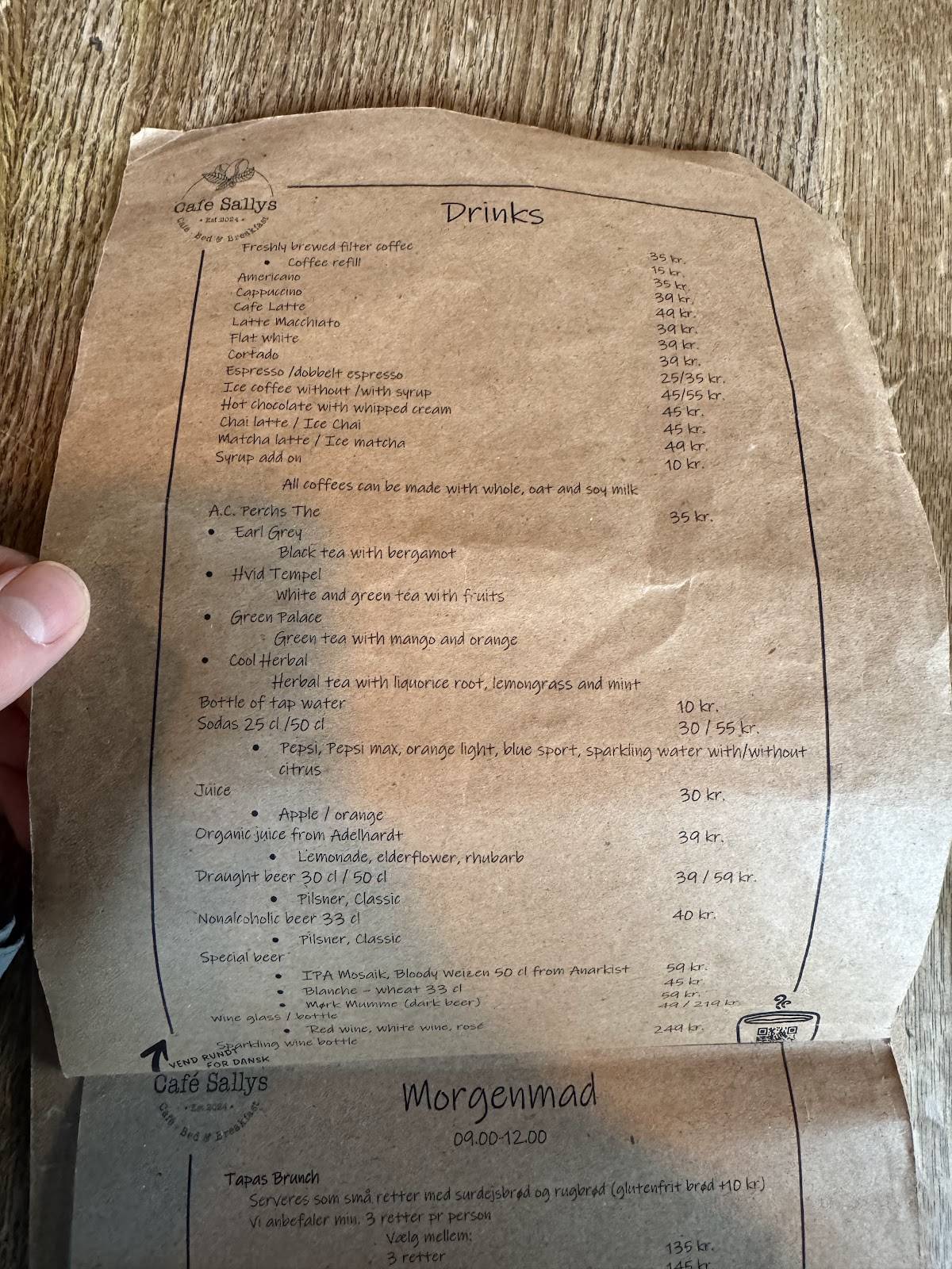 Café Sallys меню