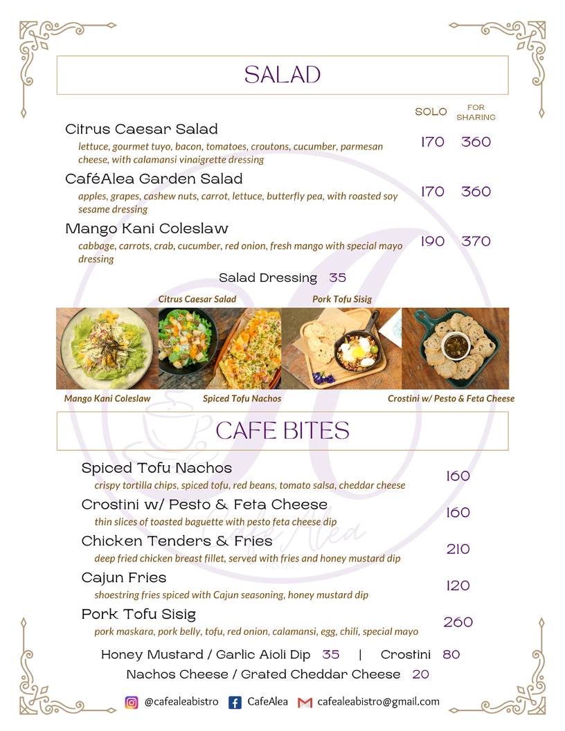 CaféAlea Bistro меню