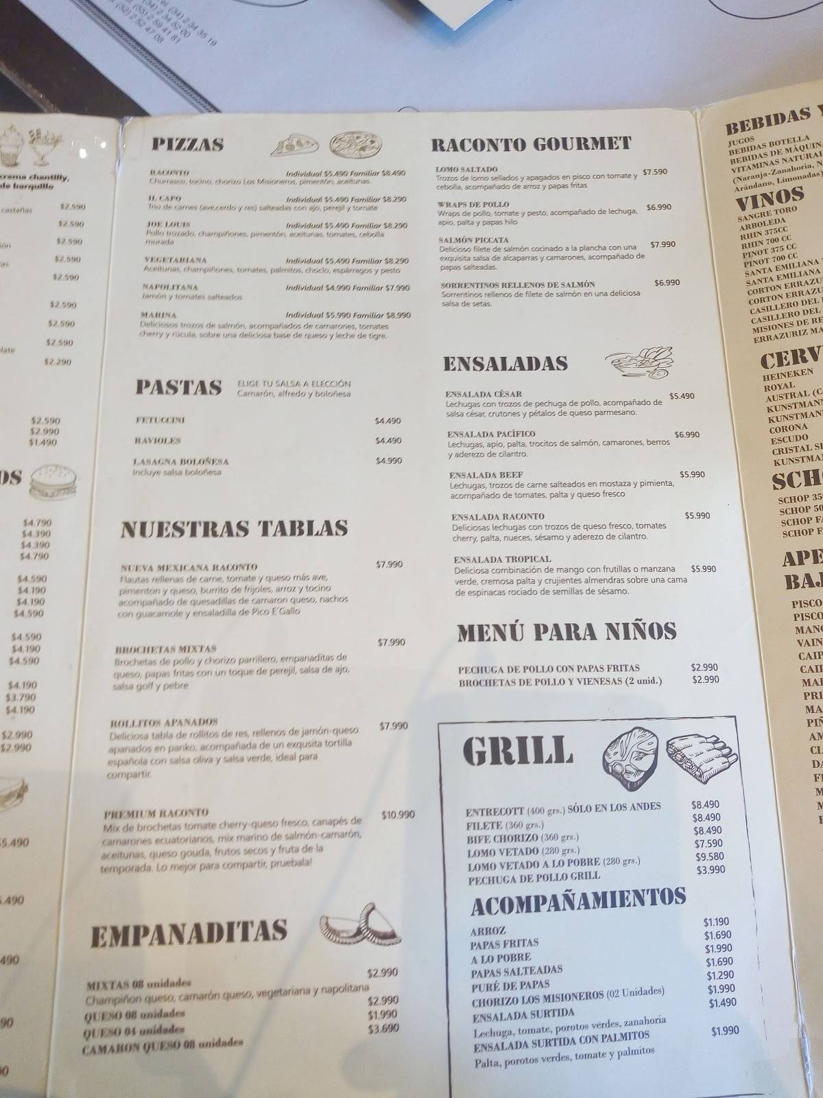Cafeteria Raconto меню