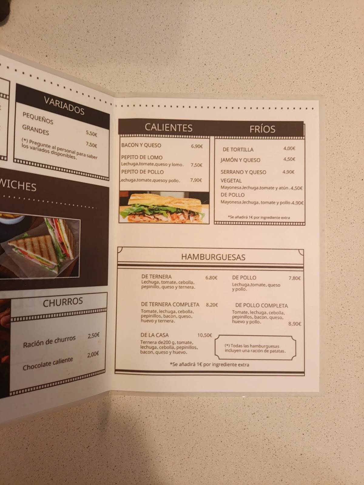 Cafetería Sebastián меню