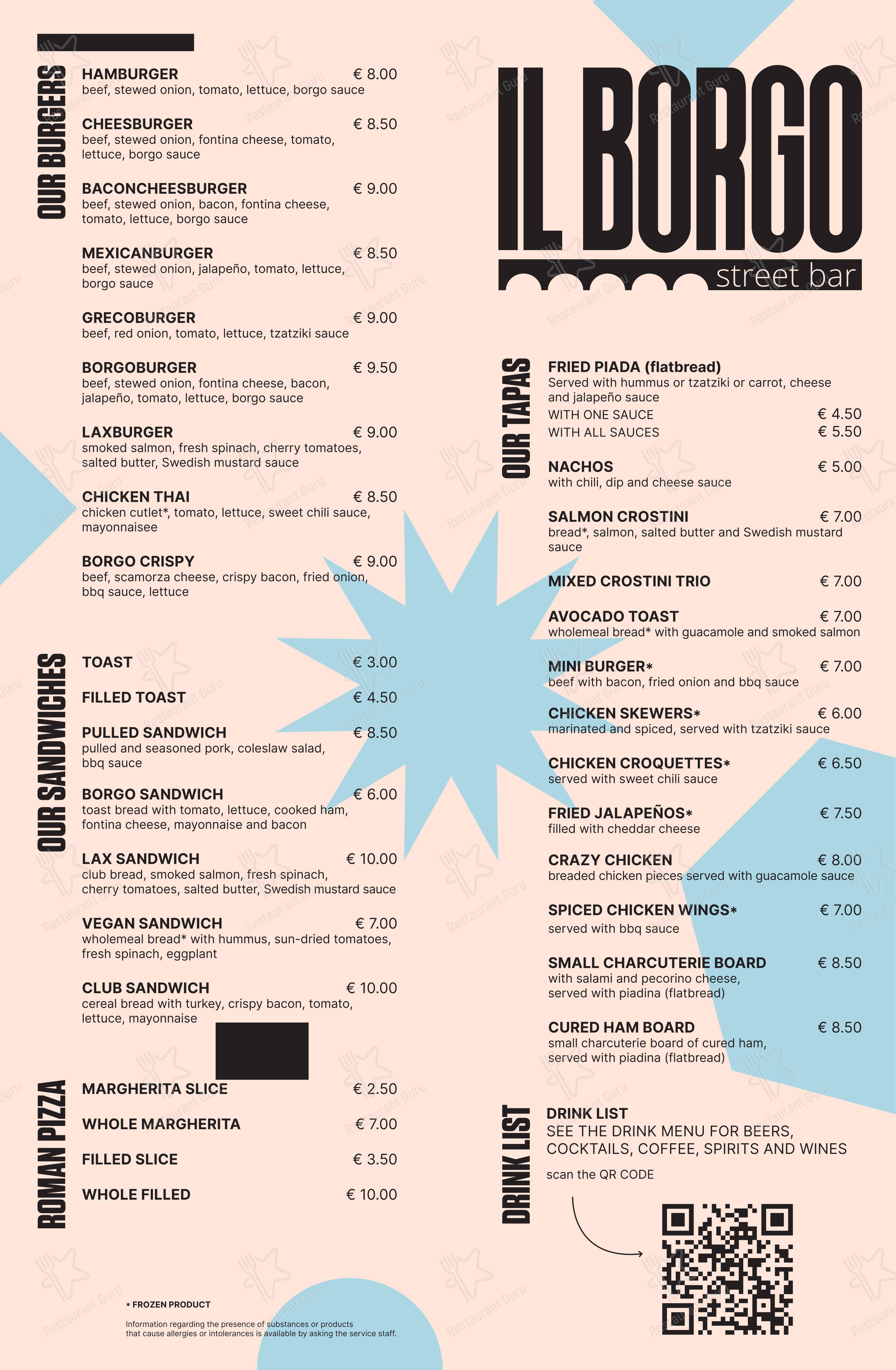 Меню паба и бара Caffè Il Borgo - Меню напитков