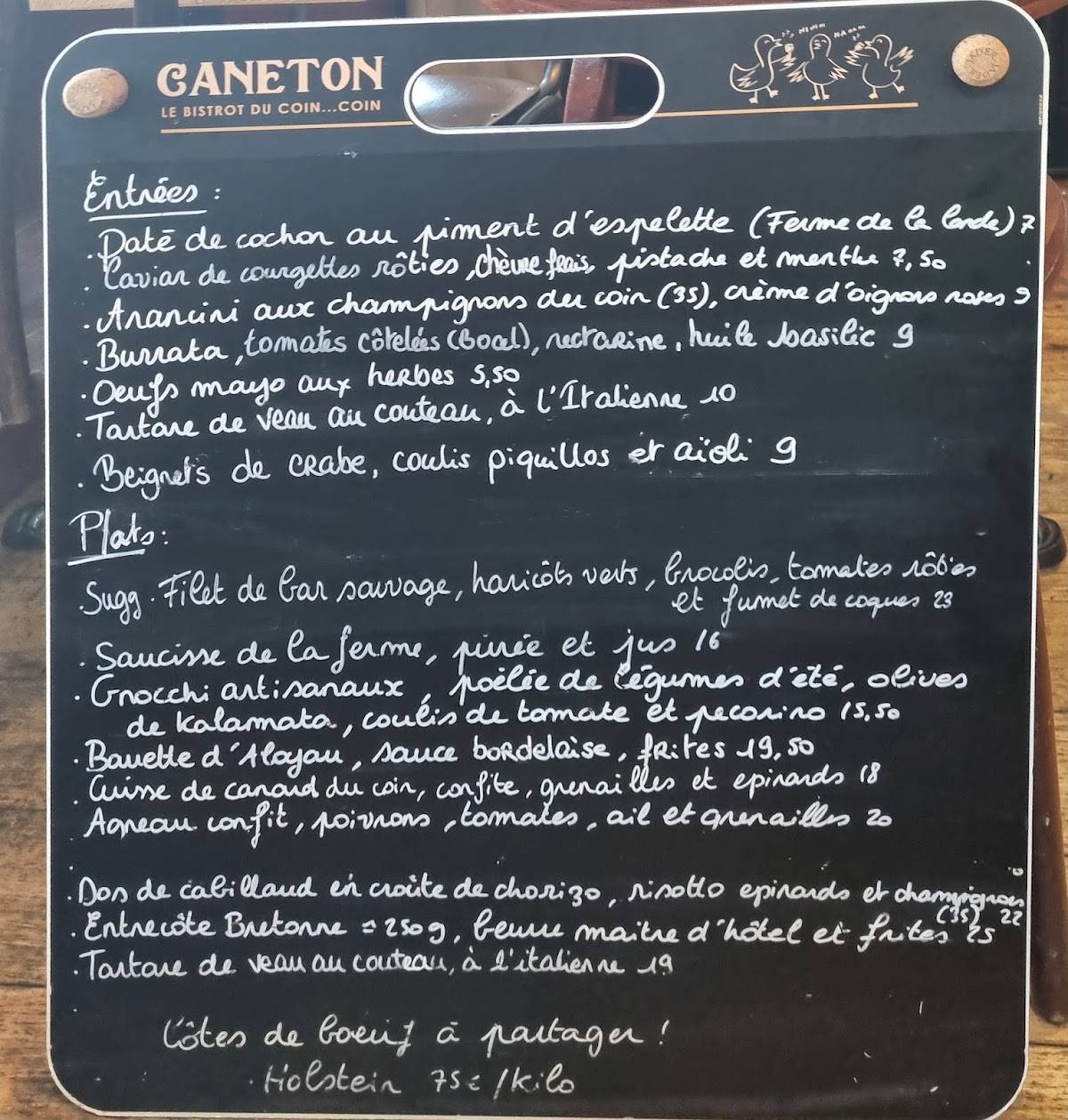 Caneton меню