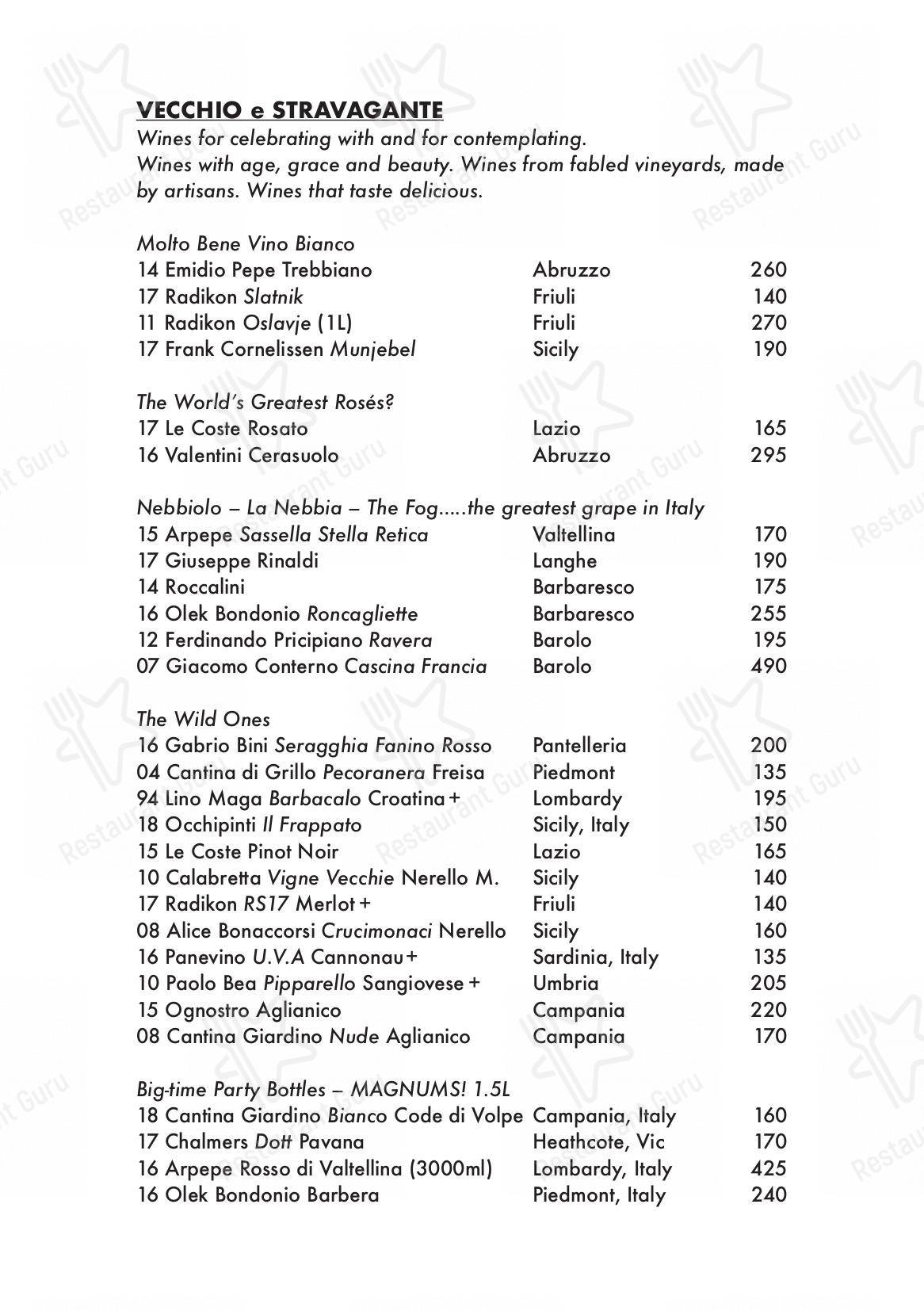 Drink menu паба и бара Capitano Carlton
