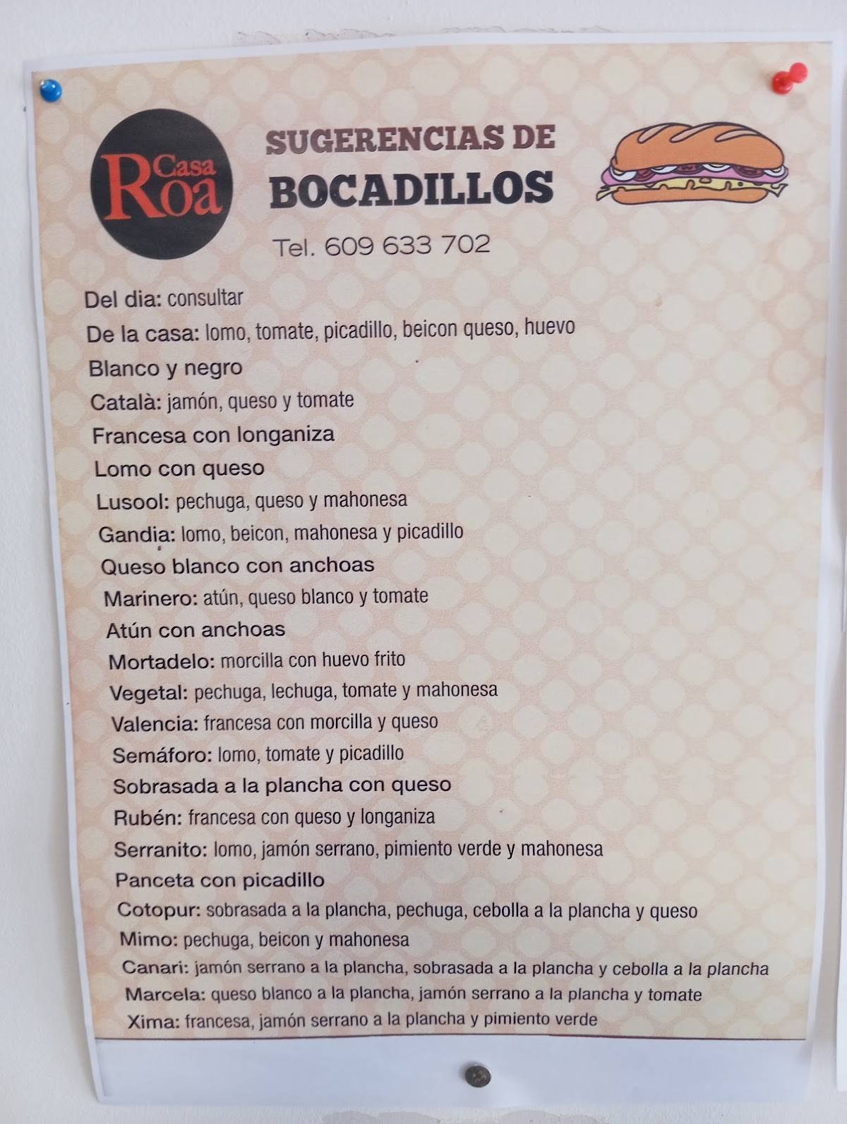 Casa Roa меню