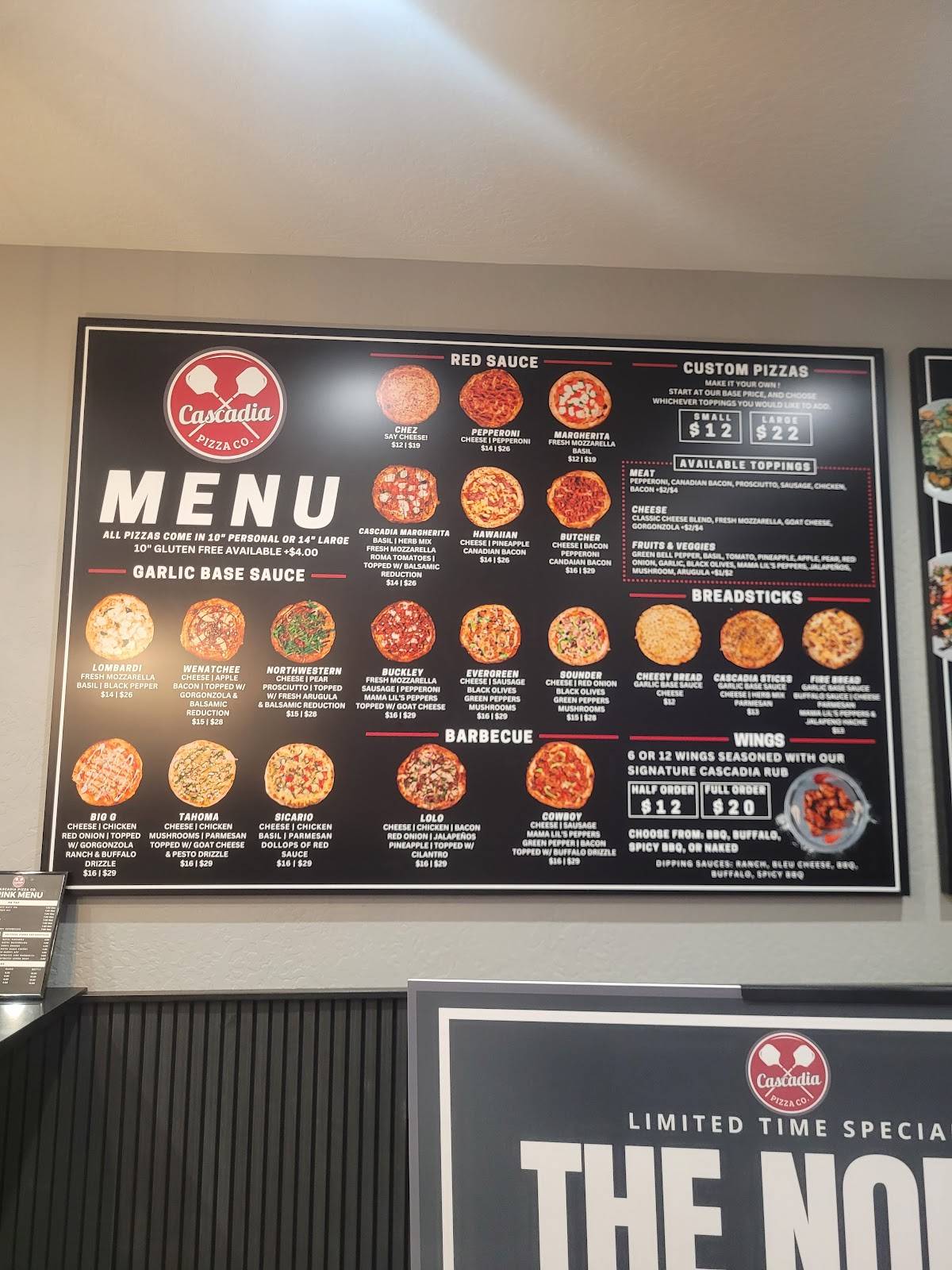 Cascadia Pizza Co. меню