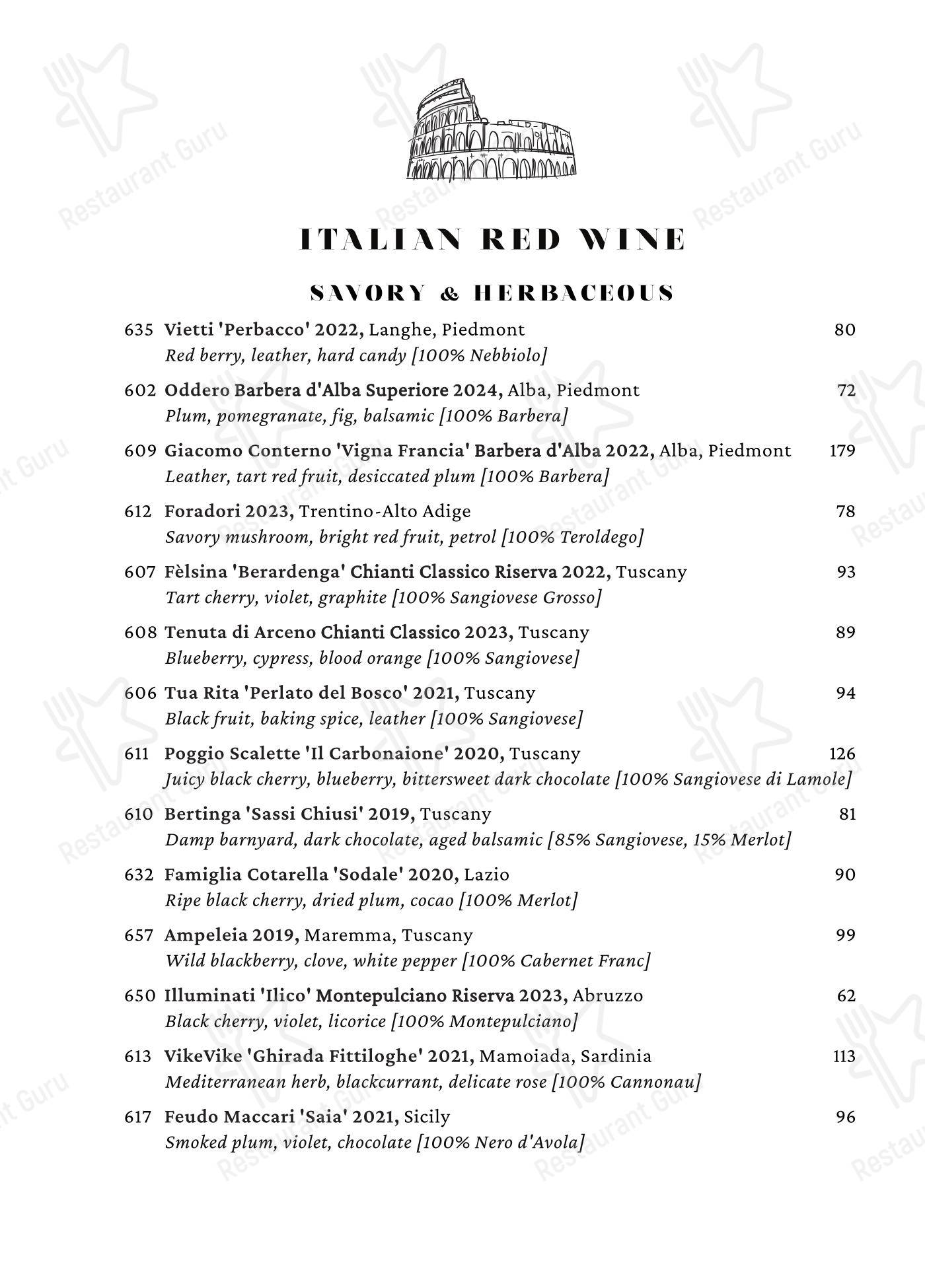 Lunch Menu ресторана Cento