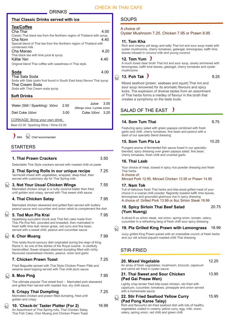 Check In Thai Cafe меню