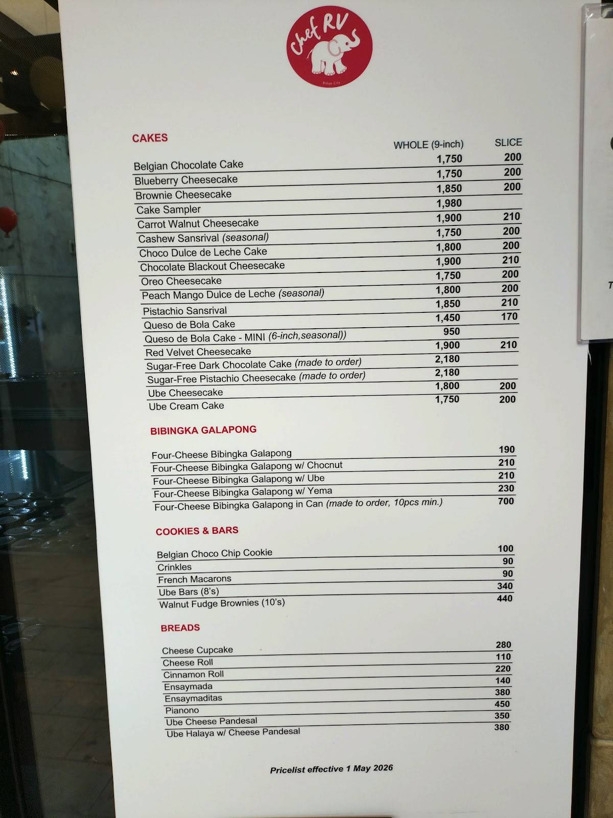 Chef RV Cafe меню