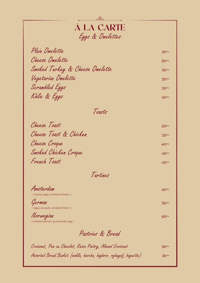Bacha Rouge Restaurant меню