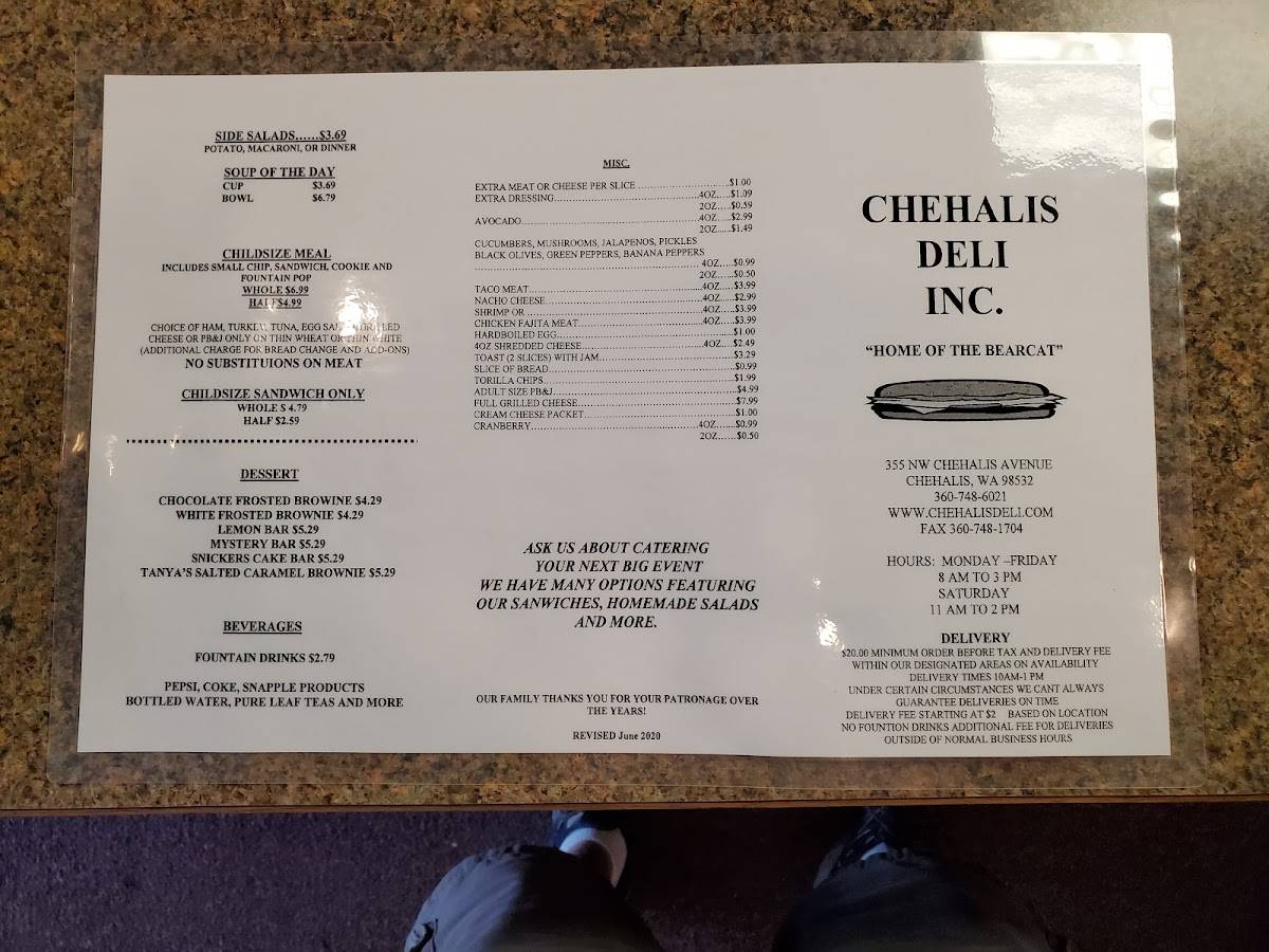 Chehalis Deli меню