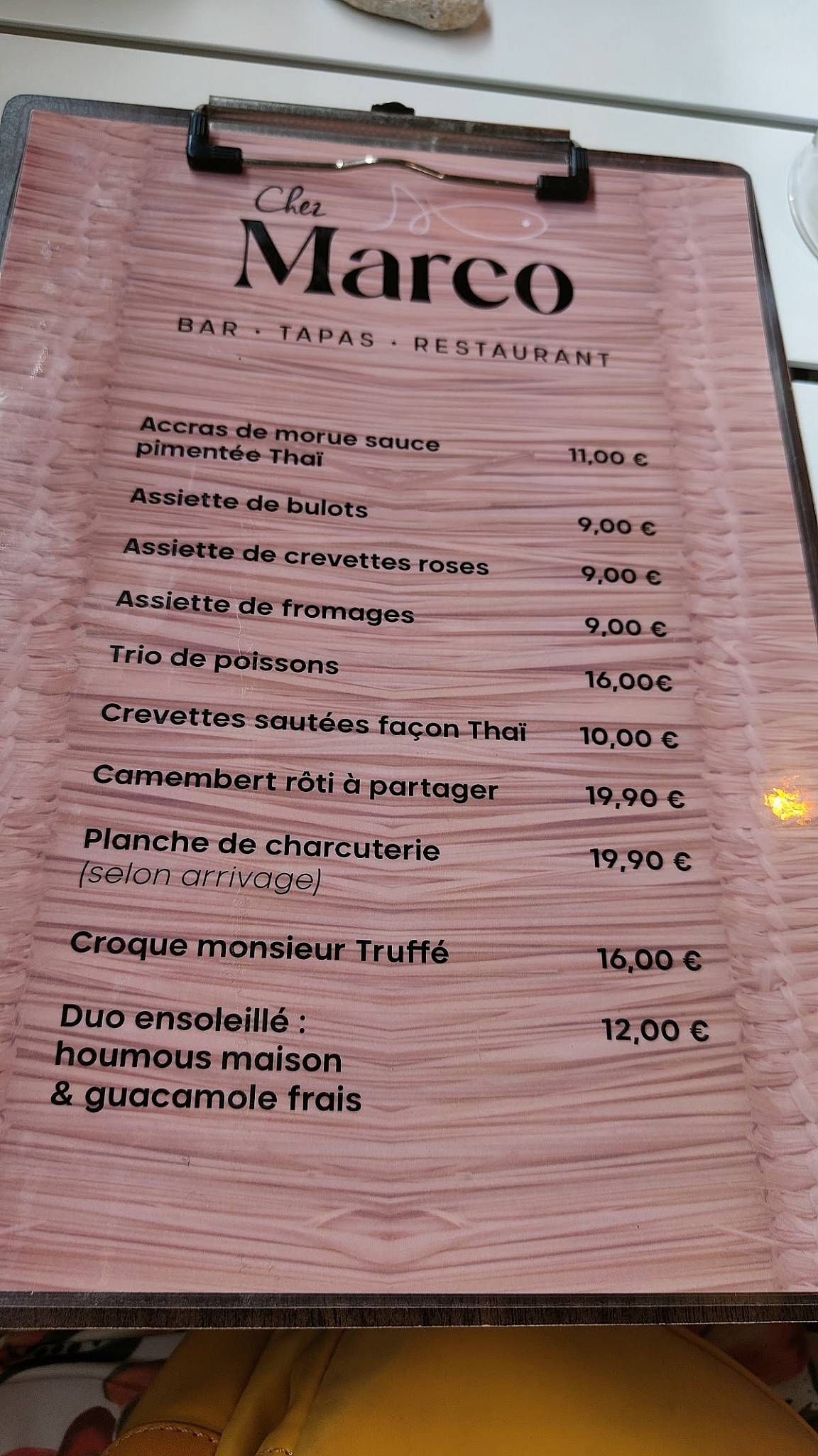 Chez Marco меню