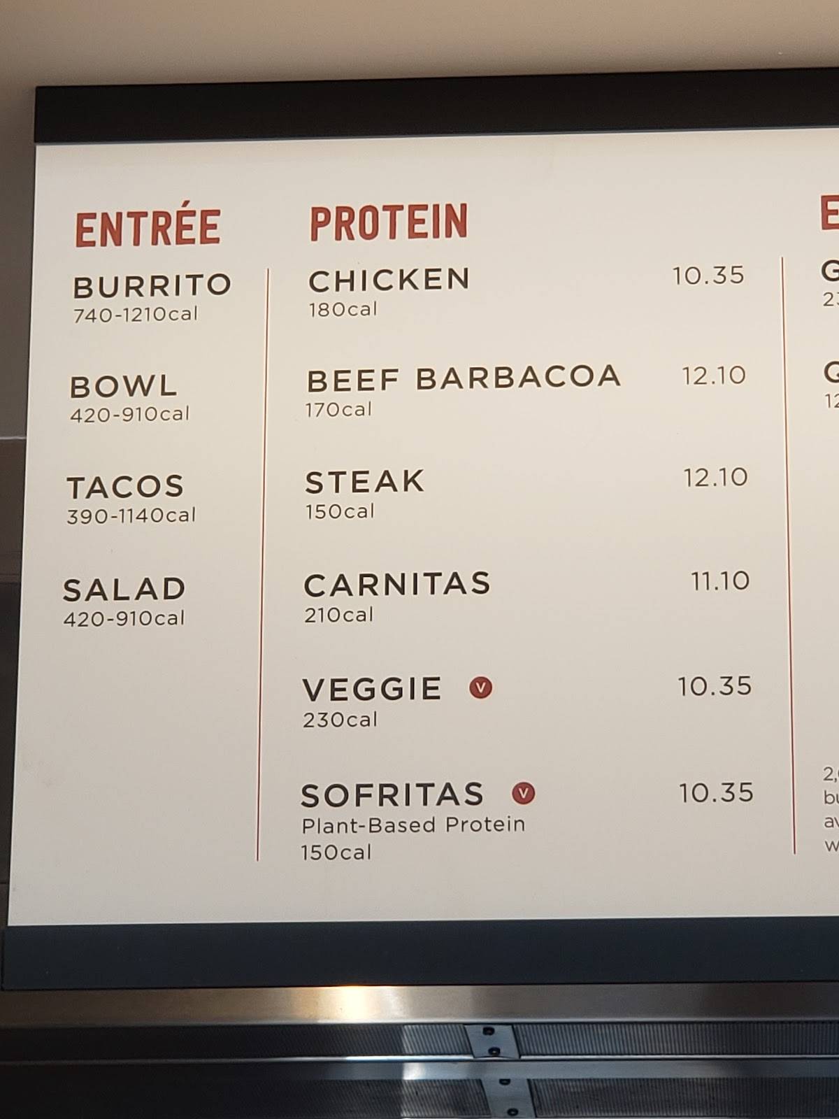Chipotle Mexican Grill меню