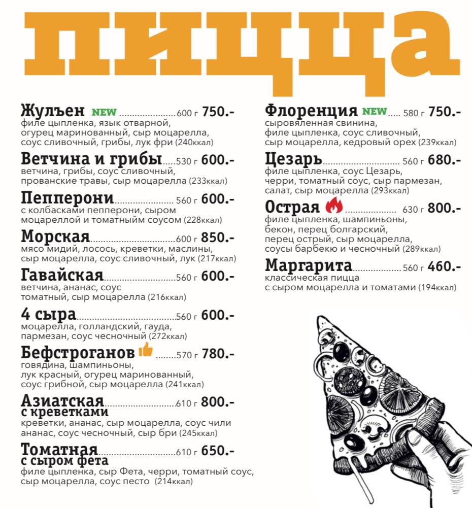City меню