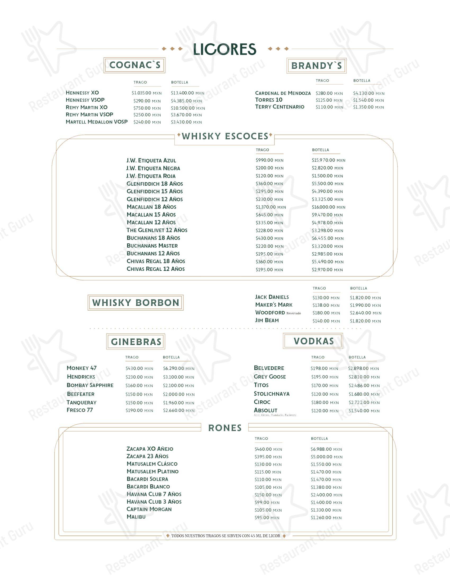 Меню для посетителей ресторана Club H Restaurante Bar