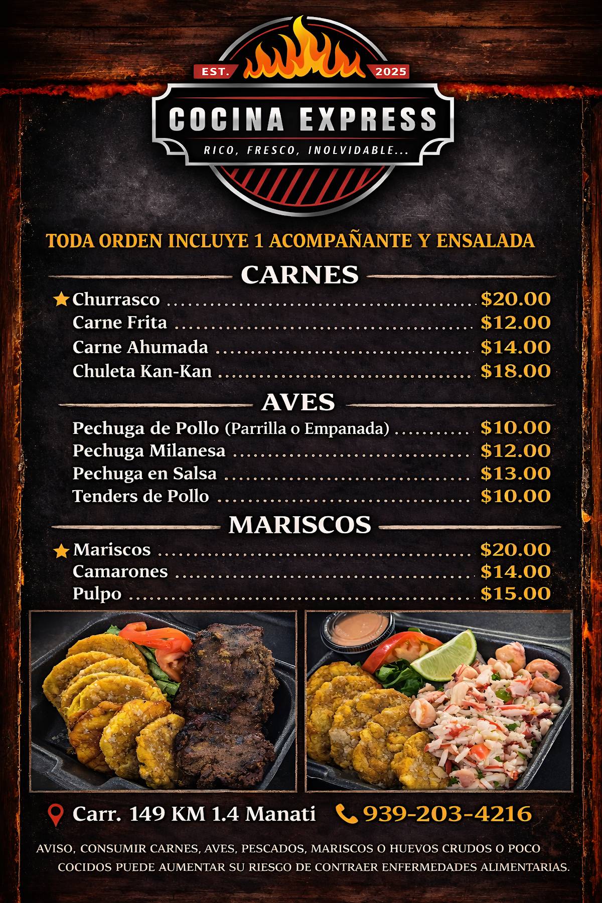 Cocina Express RFI меню